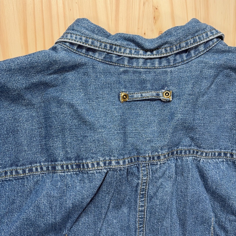 Falls Creek Denim Shirt Dress Women's Large Button Front Short Sleeve Vintage - Picture 6 of 6